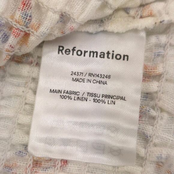 Reformation Linen Tank Top Junebug Sleeveless Smocked Floral Shirt - Picture 8 of 10